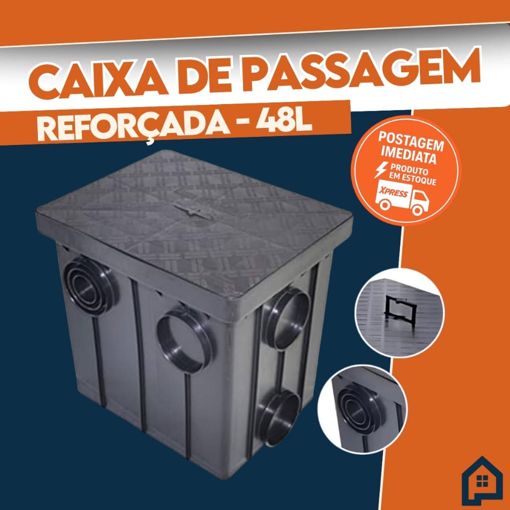 Caixa De Passagem Grande Esgoto Eletrica Profissional 48L Grande Mallton
