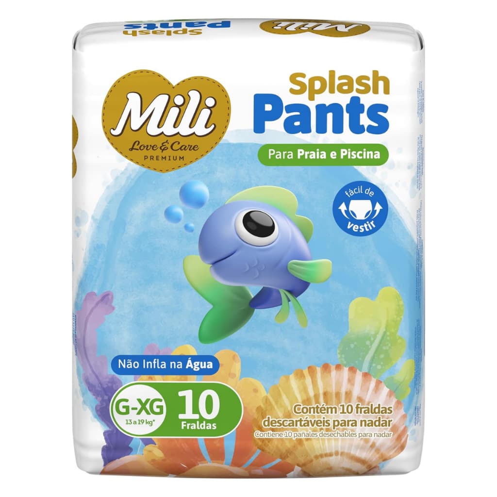 Fralda para Nadar Mili Splash Pants Praia e Piscina G-XG 10 fraldas 13 a 19kg