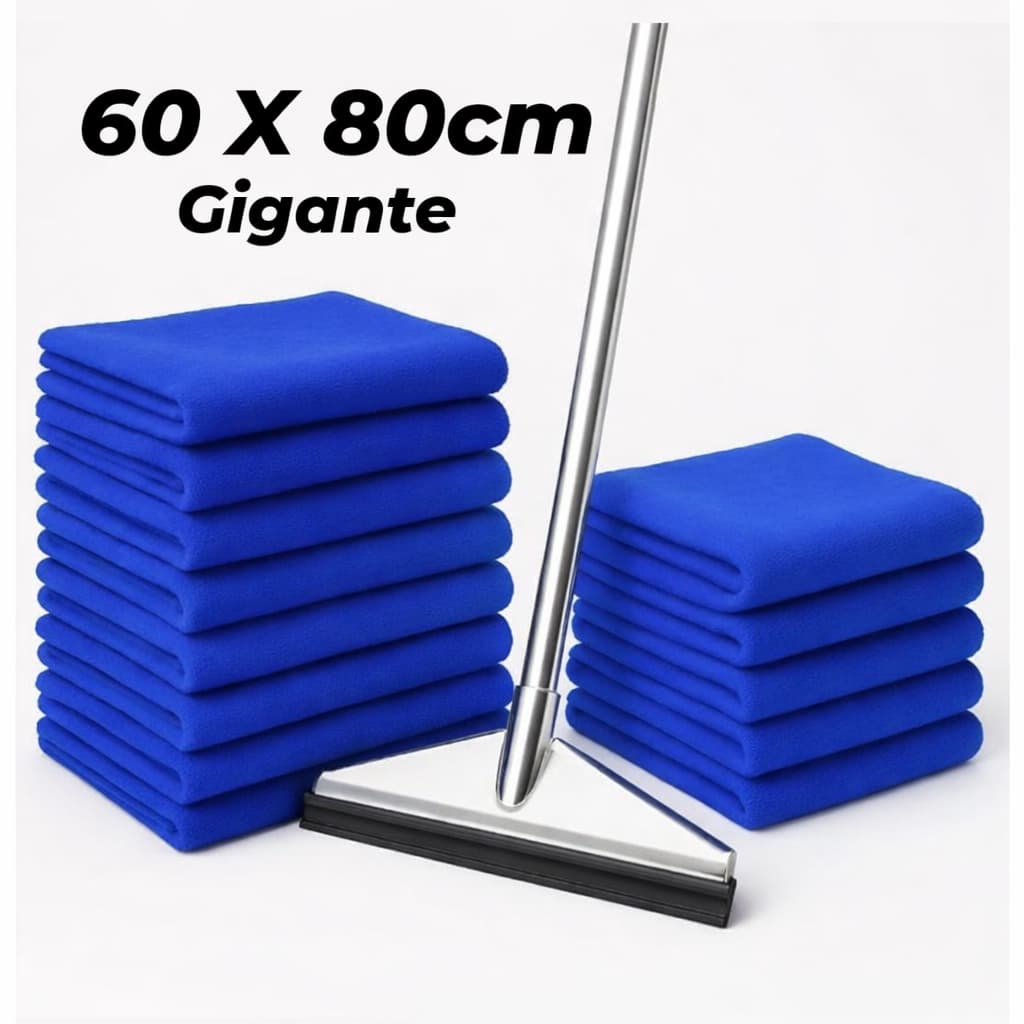 Kit com 3, 5 ou 10 Panos de Microfibra Grande Chão 80x60cm Multiuso Limpeza Cozinha Carro Vidros