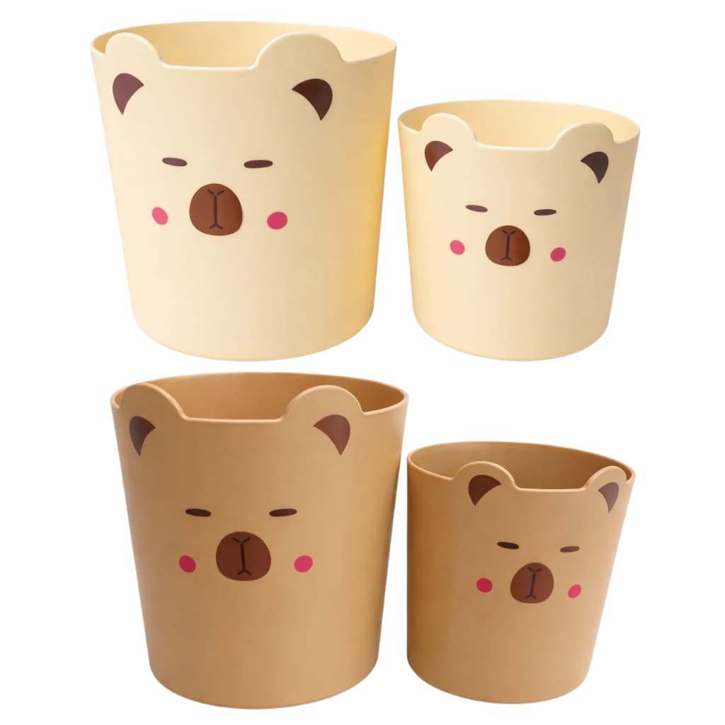 Porta Treco Capivara Kit 2 Cestos Organizadores Mesa Maquiagem Banheiro Infantil
