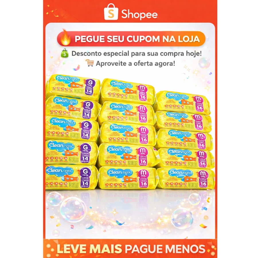 Pacotão Fralda Descartável Clean Baby P M G XG XXG – Super Econômica, Conforto e Proteção