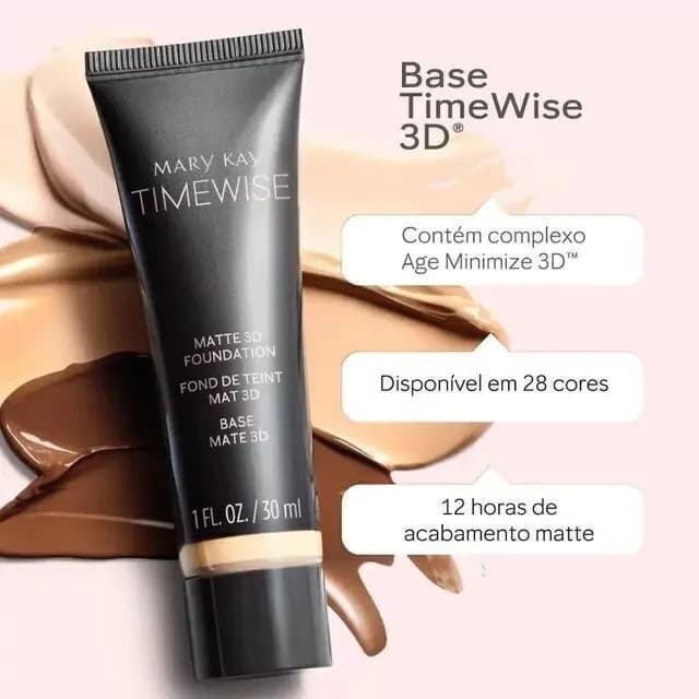 Base Líquida Time Wise 3D Mary Kay Original Várias opções de Cores