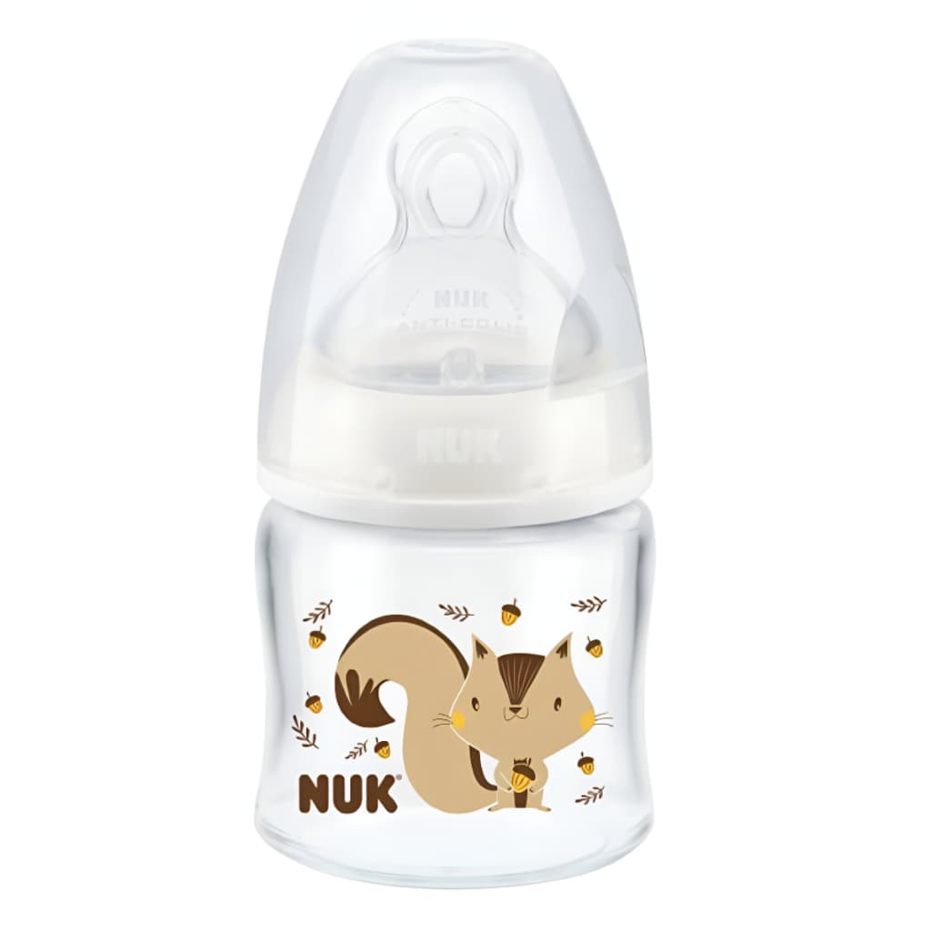 Mamadeira NUK Newborn First Choice Air System 90mL Bico Oral Fit Anticolica Recém Nascido Esquilo