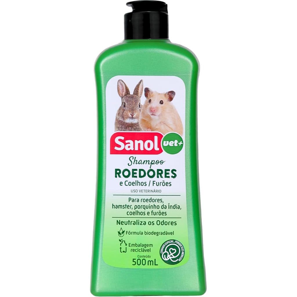 Shampoo Sanol para Roedores Coelhos e Hamsters 500ml – Higiene, Proteção e Pelagem Saudável