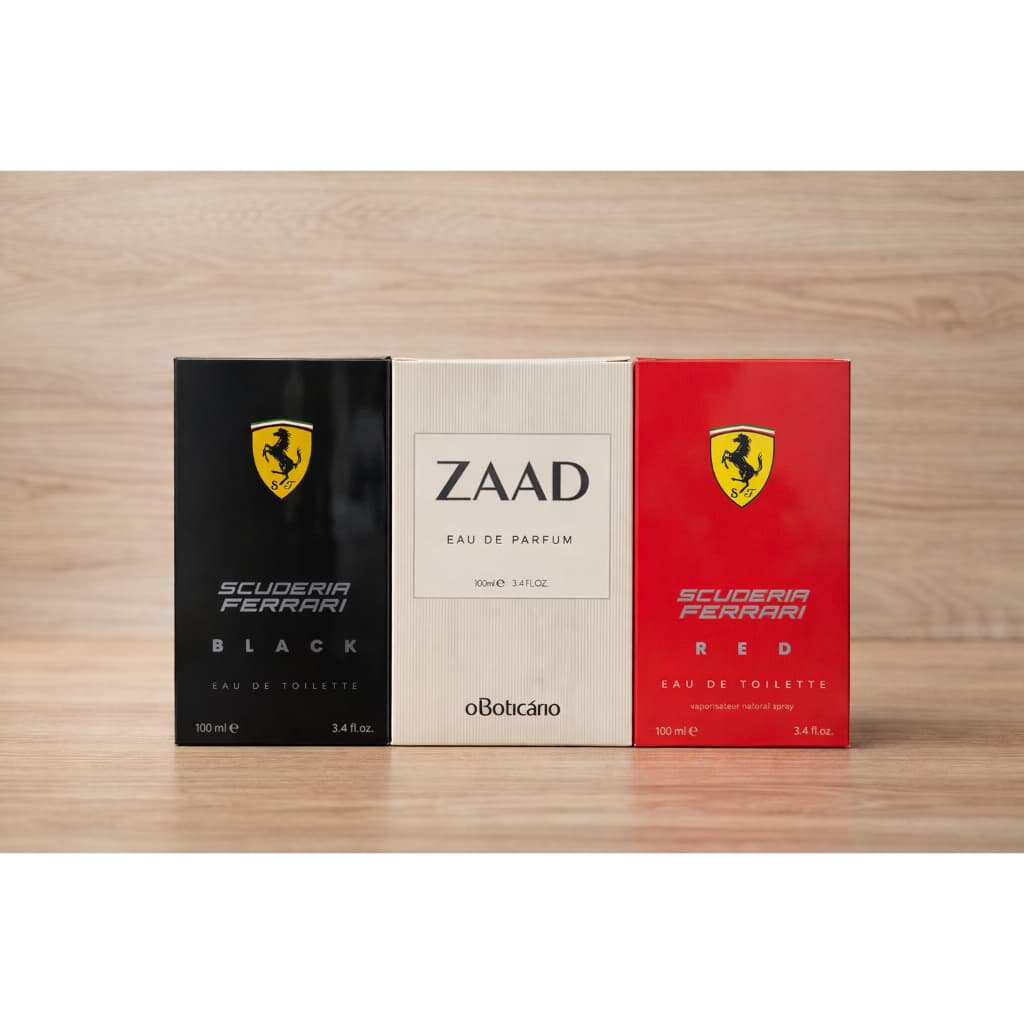 Kit 3 Perfumes Masculino Ferrari Scuderia Red Black Zaad 100ml Importado Intenso Presente