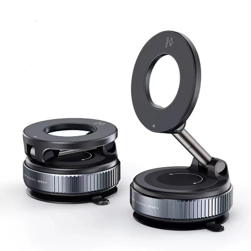 Suporte Magnético de Telefone Dobrável, Ajustável 360° para Carro, Montagem a Vácuo para Celular