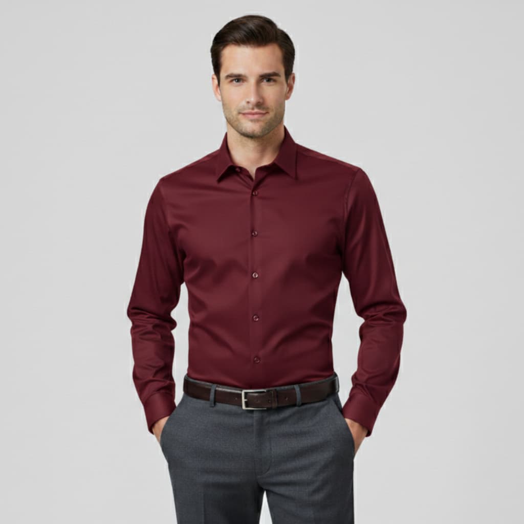 Camisa Social Slim Masculina Microfibra Manga Longa Premium Cores Preto Branco Marinho Bordo Elegante