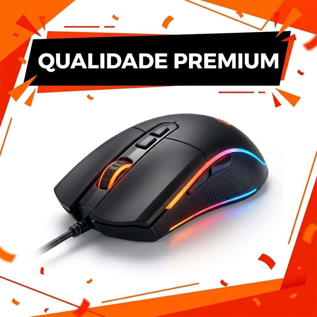 Mouse Gamer RGB 7200 DPI USB LED Mouse Gamer Profissional Alta Precisão 8 Botões Ergonômico Mouse para PC Notebook Gamer