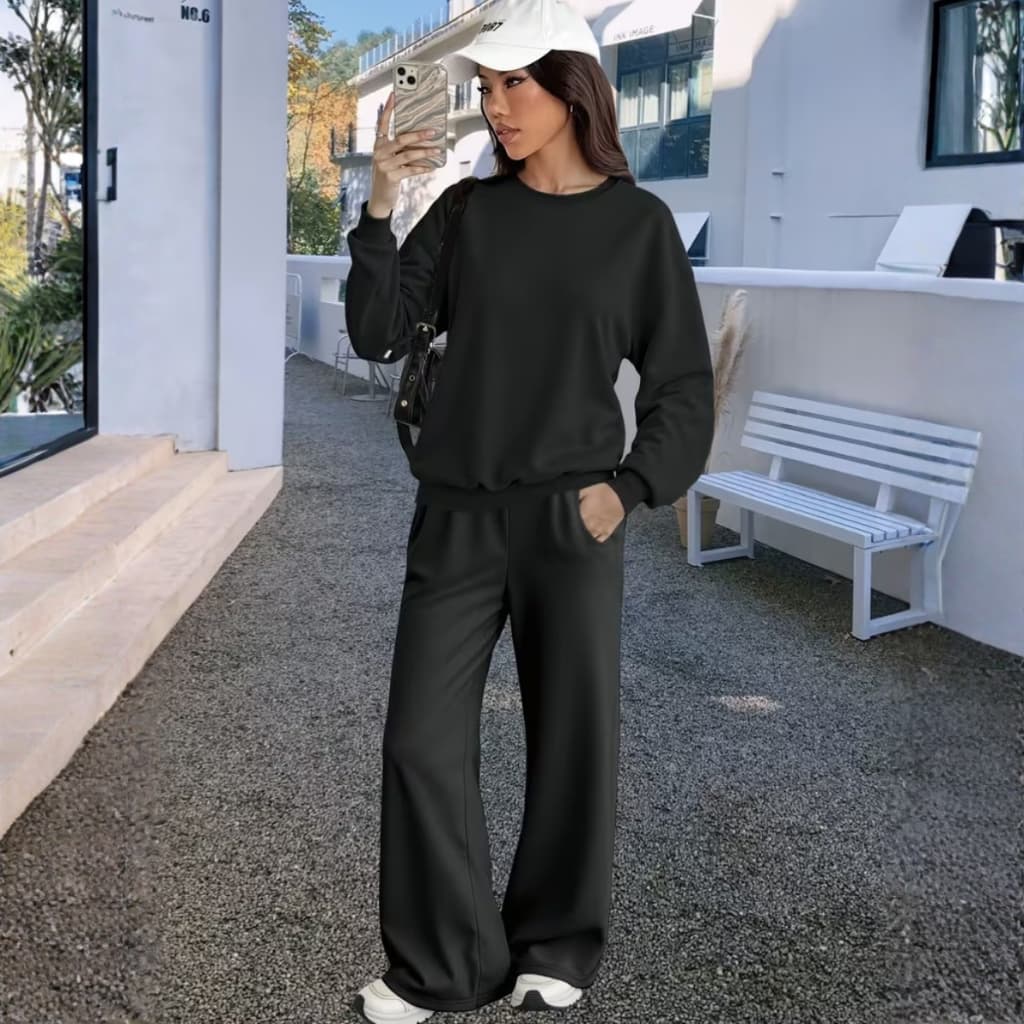 Conjunto Moletom Calça Weedy Bagy Moletom Gola Casual Moda Inverno Gringa Confort