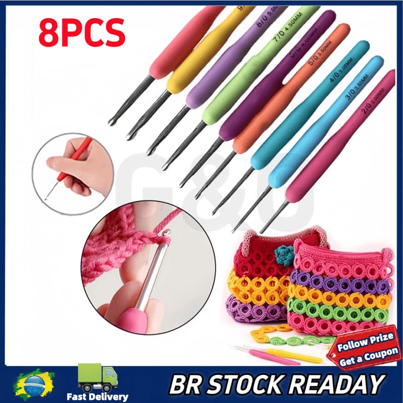 ✅[BR Seller] Kit 8 Agulhas Barbante - Ferramentas para crochê e acessórios para costura