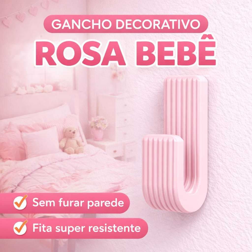 Gancho de Parede Rosa Bebê Quarto Infantil Menina Sem Furo Suporte Adesivo Parede Organizador Multiuso Forte Roupa Bolsa