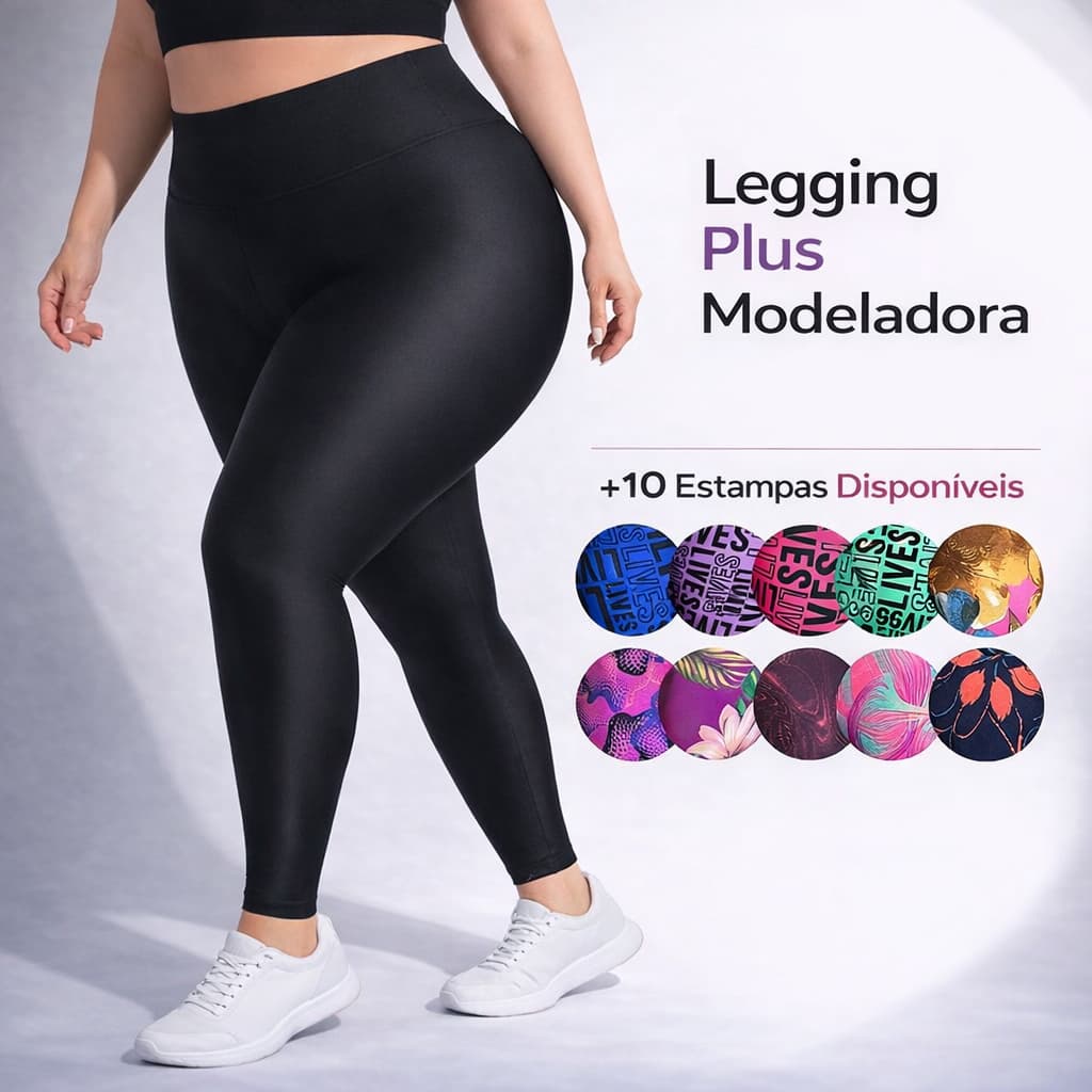 Legging Plus Size Feminina Suplex Cós Alto Não Transparente Academia Fitness Alta Compressão G1 G2 G3