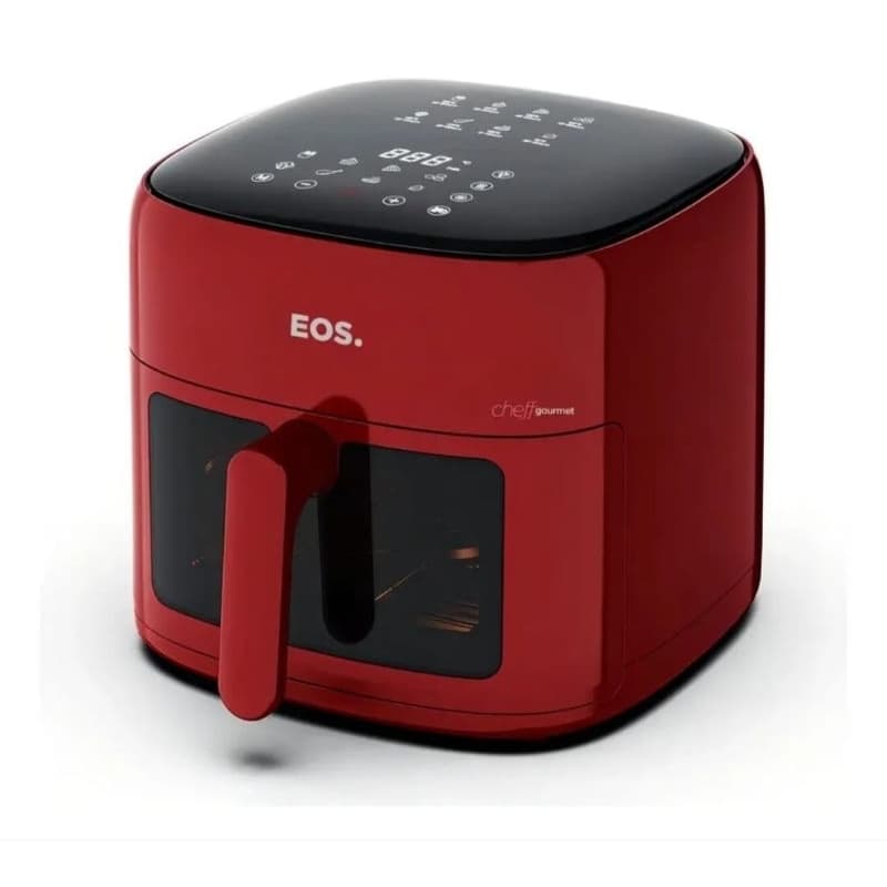 🌈 FRITADEIRA SEM ÓLEO AIR FRYER EOS CHEF GOURMET 6.2 LITROS COMPACTA DIGITAL VERMELHA 1500W 127V✡️🇮🇱🇧🇷
