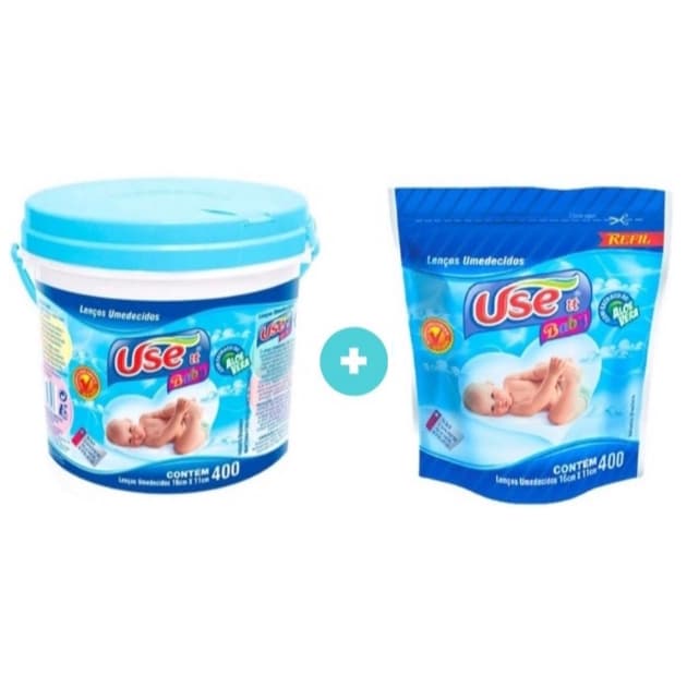 Kit Lenço Umedecido + Refil Infantil 800 Unidades Use it