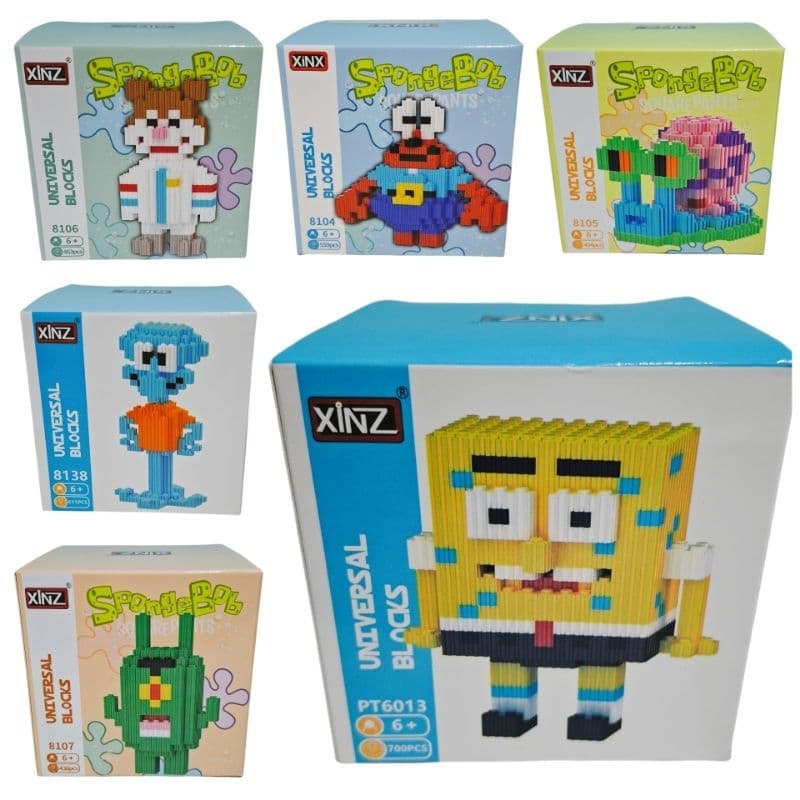 🧽 Mini Blocos de Montar Estilo Lego do SpongeBob SquarePants – Personagens Colecionáveis