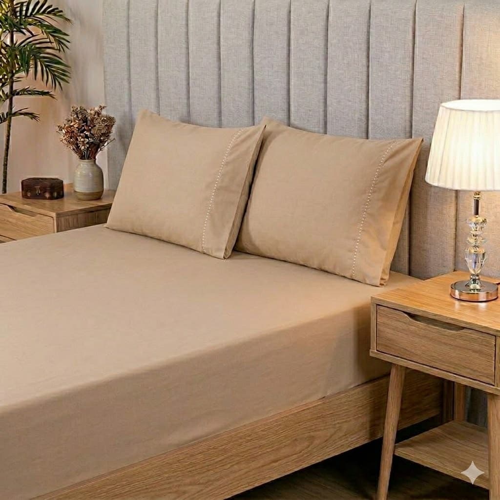 Kit Roupa de Cama Jogo de Lençol Casal Padrão 400 Fios Micropercal c/ Elástico e Fronha Ponto Palito Envio Imediato