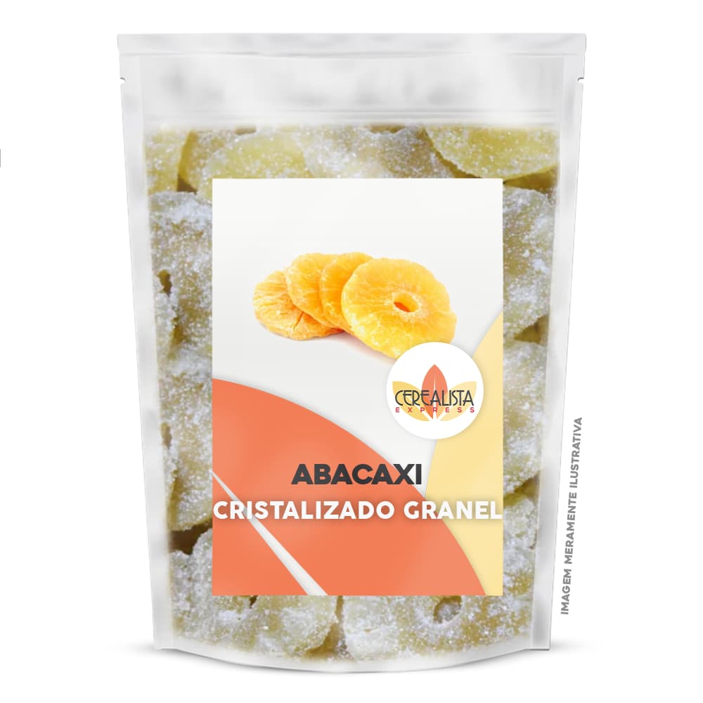 Abacaxi Cristalizado em Rodelas Granel Fruta Desidratada Snack Saudável