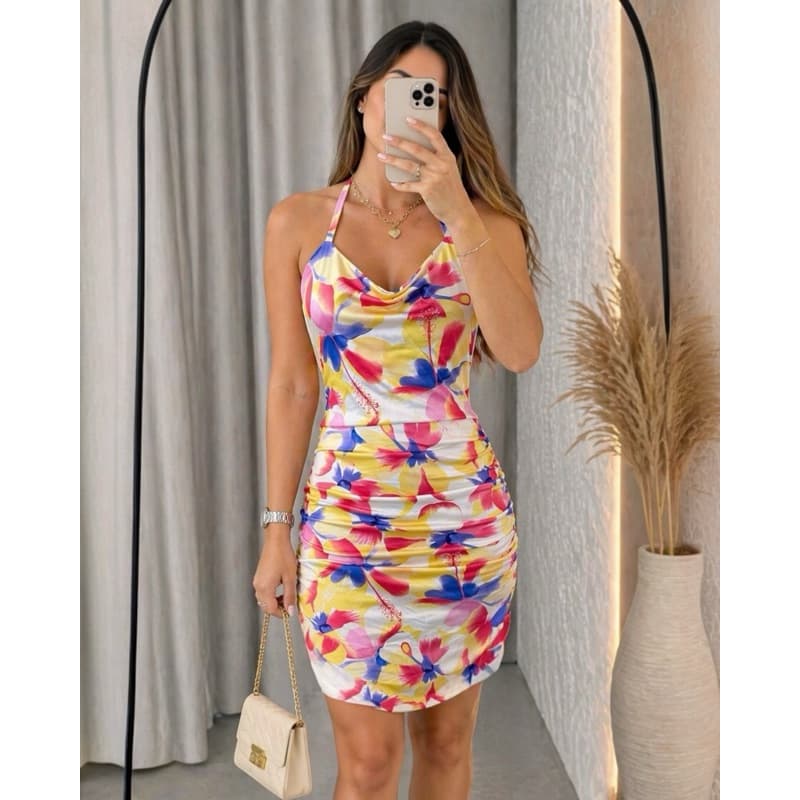 VESTIDO  Curto FEMININO VESTE 38/40 TROPICAL ESTAMPADO MODA FEMININA VESTIDO FEMININO