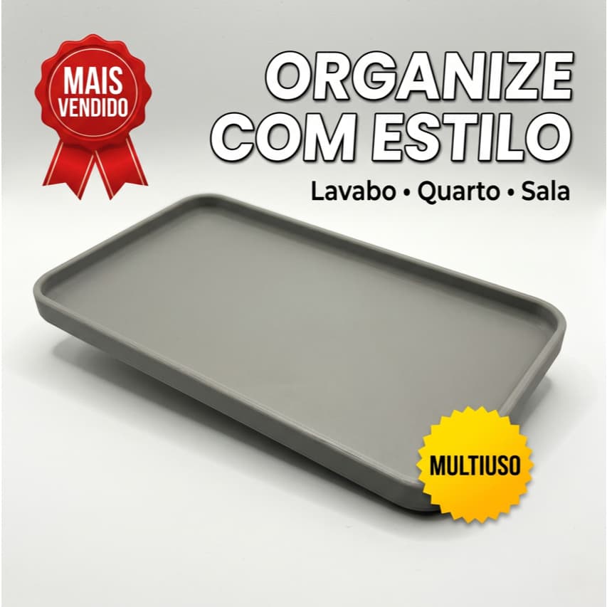 Bandeja Organizadora Multiuso Lavabo, Sala, Quarto e Cozinha Porta Objetos Decorativa Minimalista 25cm
