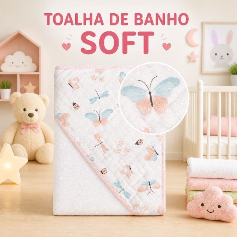 Toalha de Banho Soft Dupla Fralda 80x80 para Bebê Recém  Nascido Menino Menina com Capuz