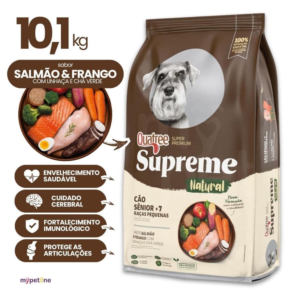 Ração Quatree Supreme Cães Sênior +7 Raças Pequenas - 10,1Kg