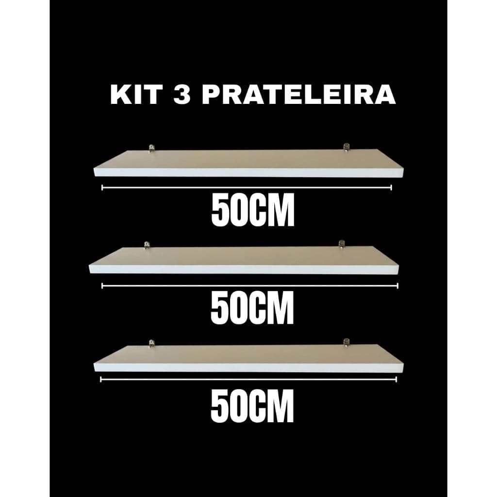 Prateleira MDF 50cm Branca + Suporte Invisível | Nicho Decorativo Parede