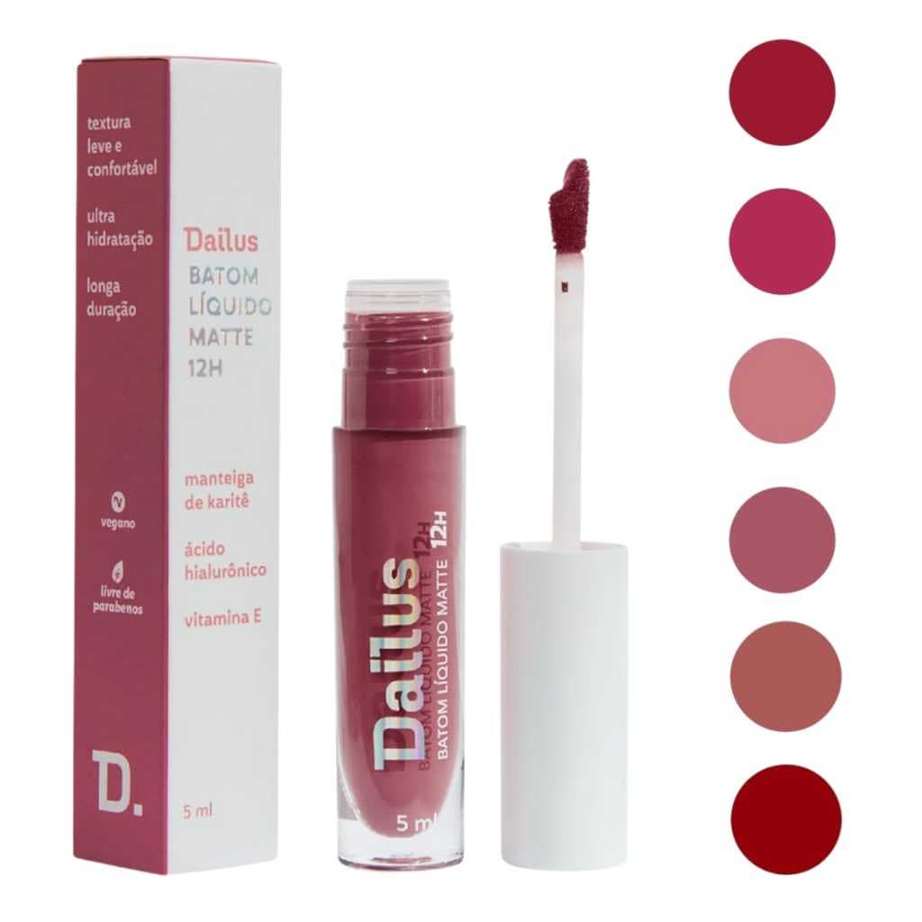 Batom Dailus Liquido Matte Ultra-hidratante Vitamina E 12h Duração