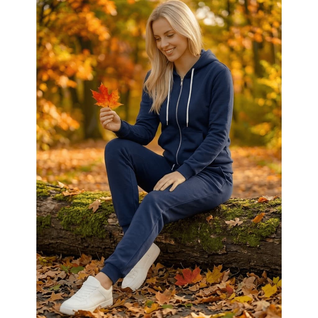 Conjunto Moletom Feminino Academia Treino E Casual Com Zíper E Capuz Blusa De Frio E Calça Moletom Macio Pronta Entrega