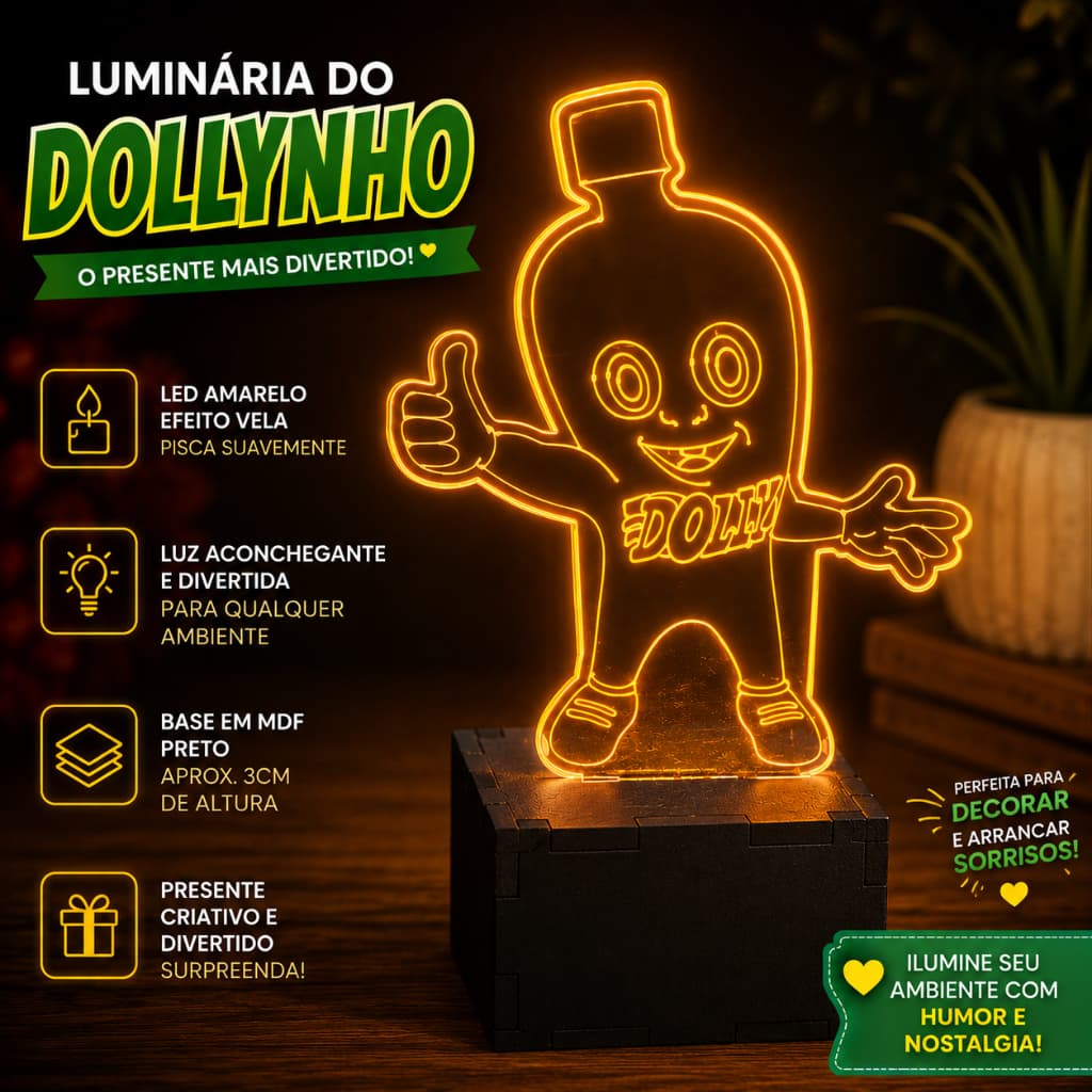 Luminária Refrigerante Dollynho LED Presente Criativo Decoração Divertida Diferente Quarto Dolly
