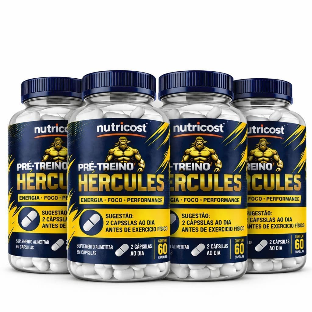 4 Pré-Treino Hércules I Suplemento Alimentar | Energia • Foco • Performance