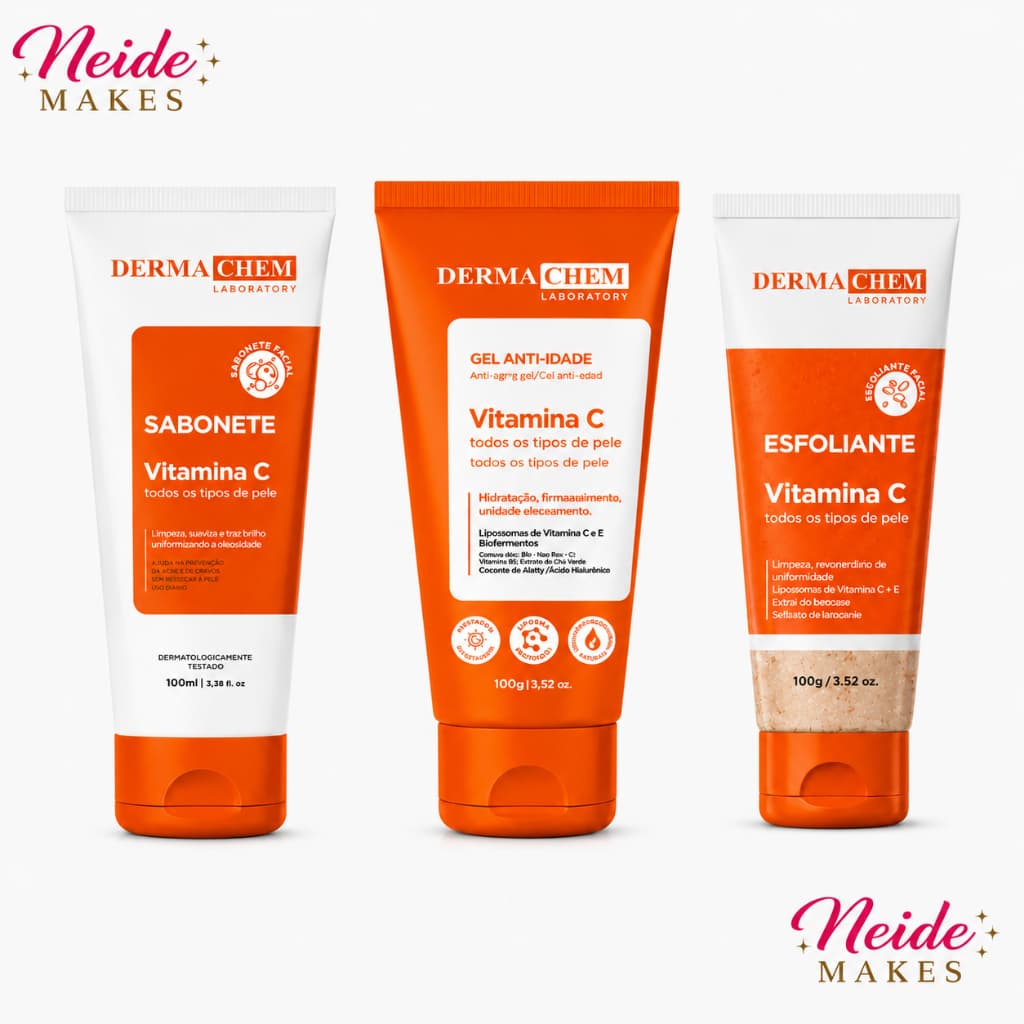 Kit Skincare Vitamina C Clareador e Anti-idade Dermachem Original