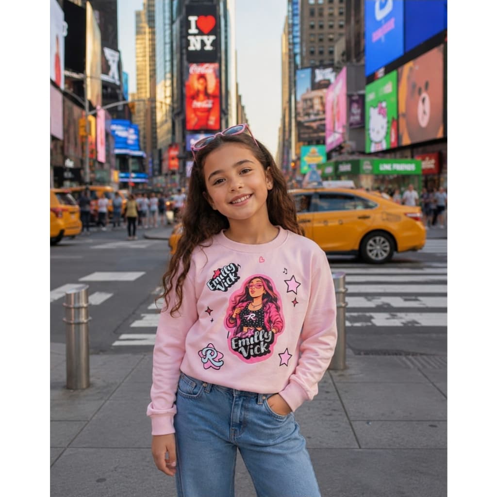 Moletom Infantil Emily Vick Conjunto de Inverno Infantil Moletom Com Led Moleton Emily Vick