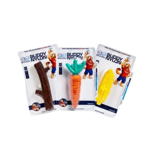 Kit Mordedor Pet: Graveto, Cenoura e Milho Buddy Toys, Resistente E Durável, Brinquedo para cachorro que Adora Roer