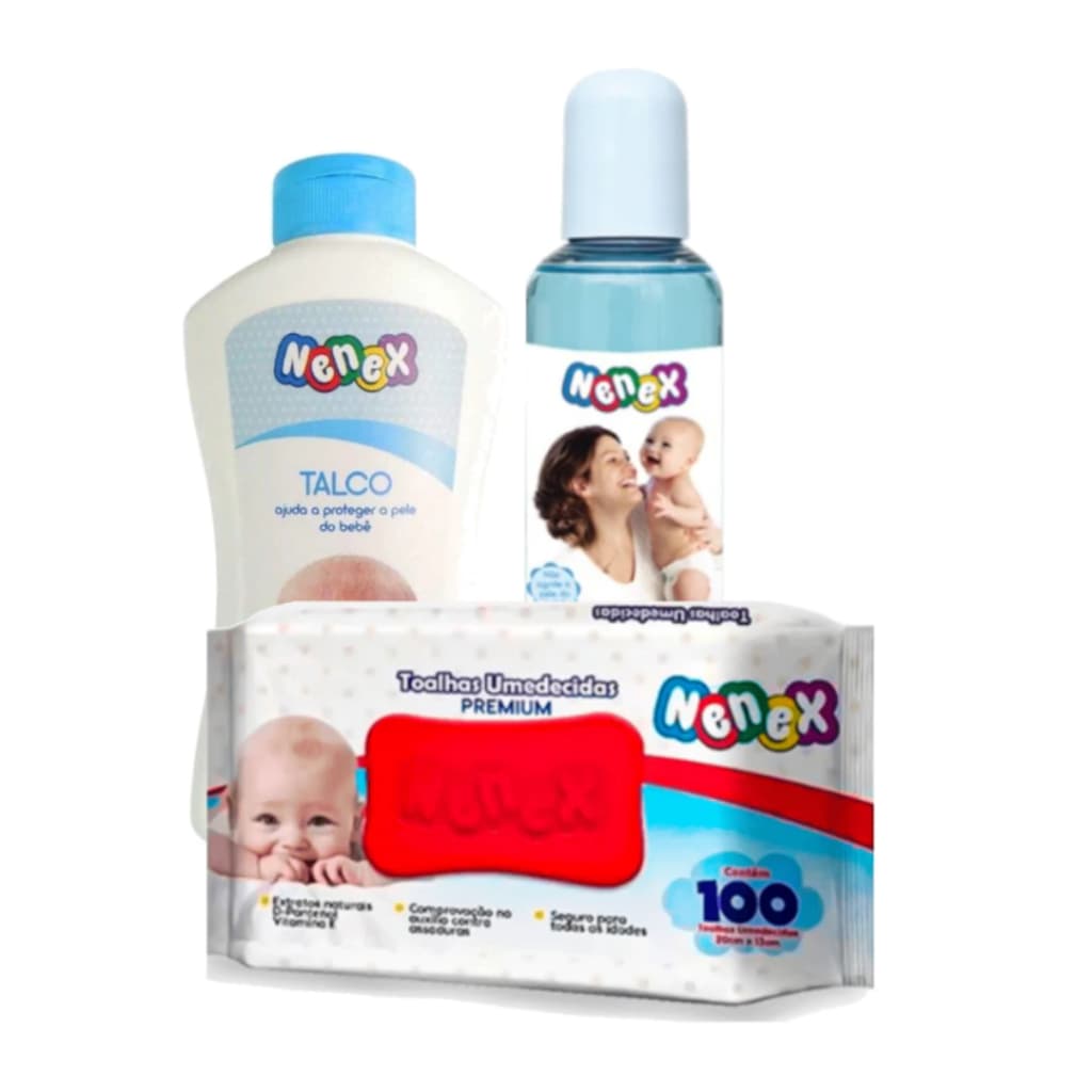 Kit Infantil Nenex Talco+Colonia+Toalhas Umedecidas