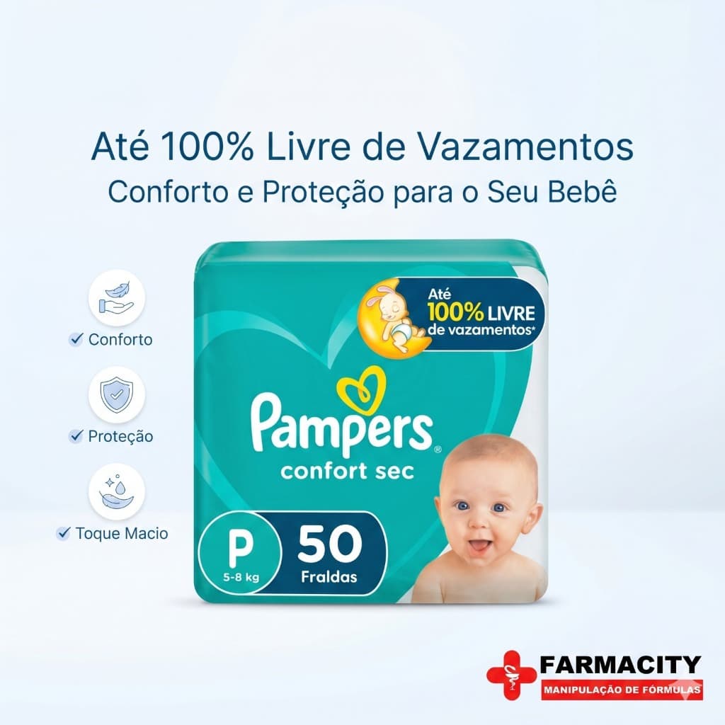 Fralda Pampers Confort Sec Hipoalergênica Canais de Gel Ultra Proteção Todos Tamanhos