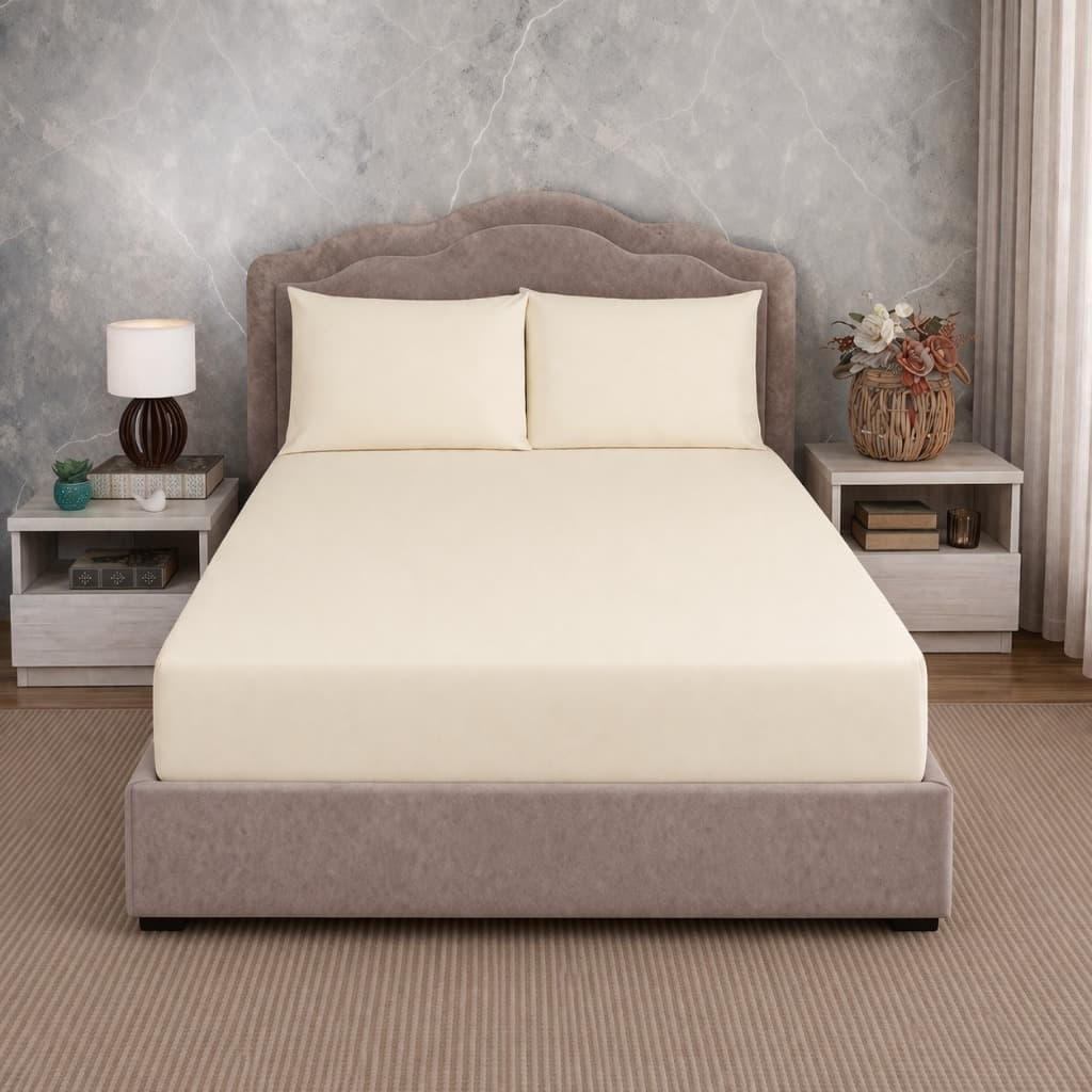 Jogo de Lencol Micropercal 400 Fios Cama Casal, Queen 3 Peças com Elástico
