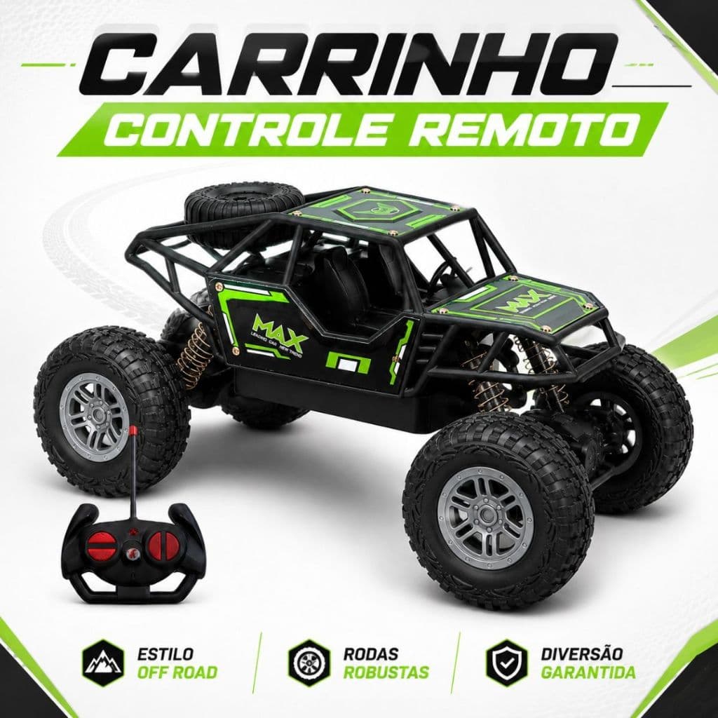 Carrinho de Controle Remoto Off-Road 4x4 Recarregável Infantil Jeep Veículo de Brinquedo