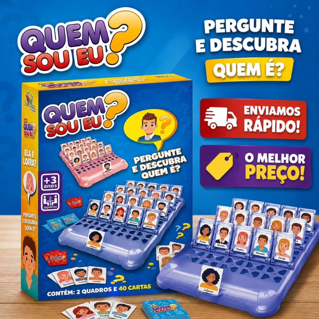Jogo Quem Sou Eu Penkal Infantil Cara a Cara Cartas Tabuleiro Pequeno Diversão em Família Desafio