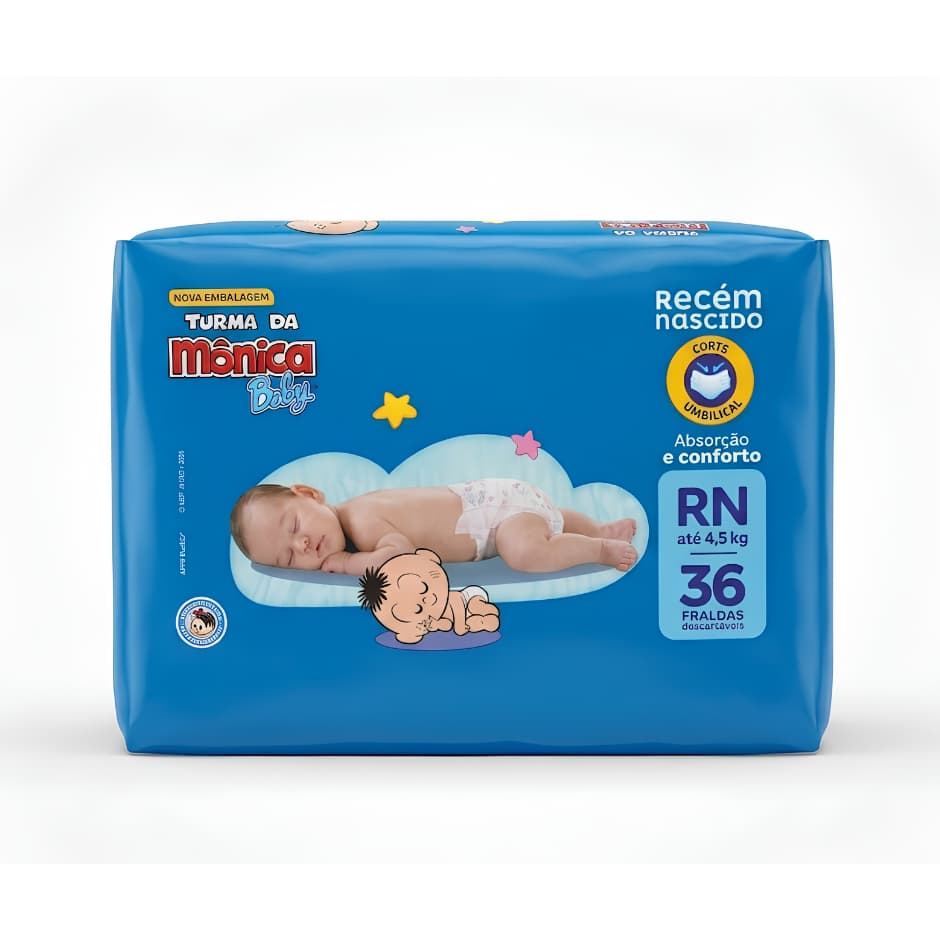 Fralda Descartável Turma da Mônica Baby Recém-Nascido 36 Unidades - Envio Imediato