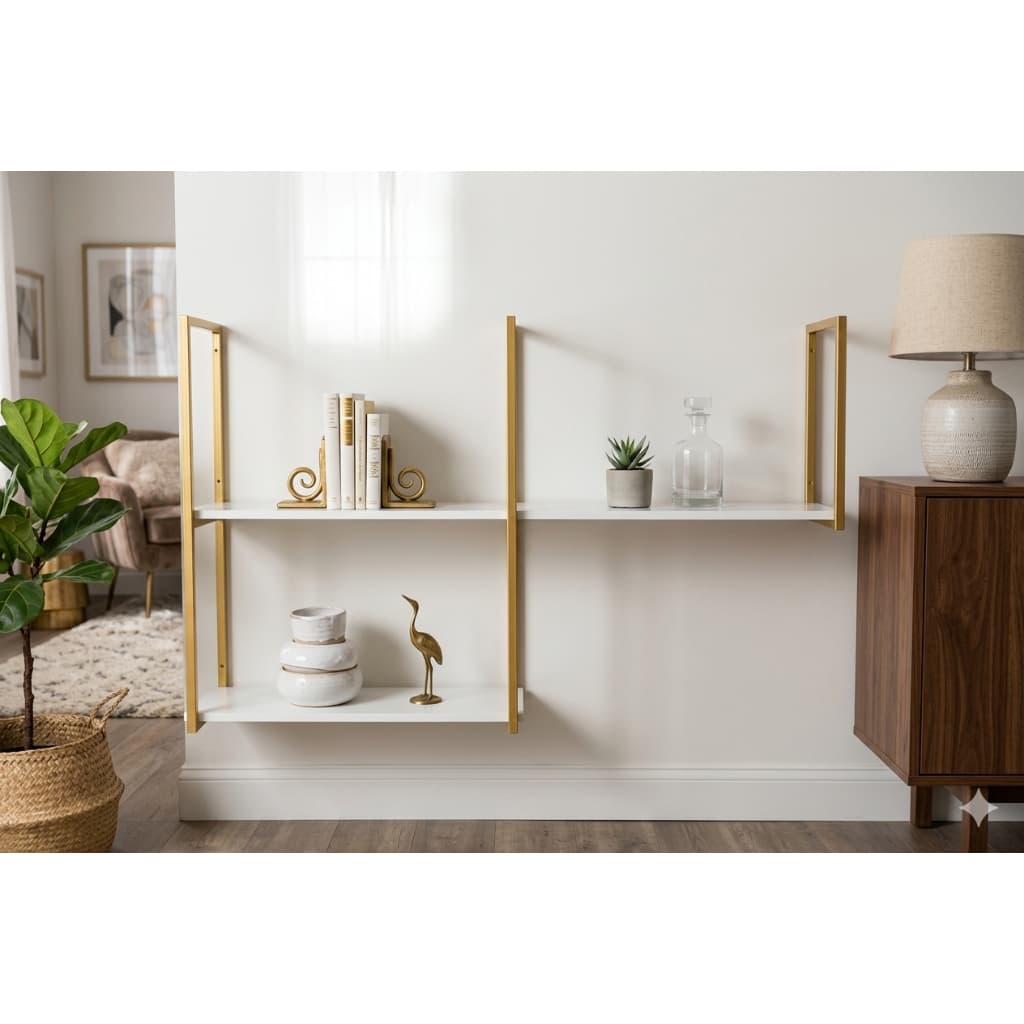 Kit Prateleira Estilo Industrial 1m x 0,70m MDF com Suporte Aço Carbono Parede Decoração Moderna