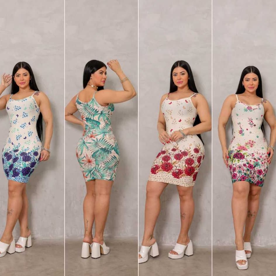 Vestido Curto Alça Estampa Florais