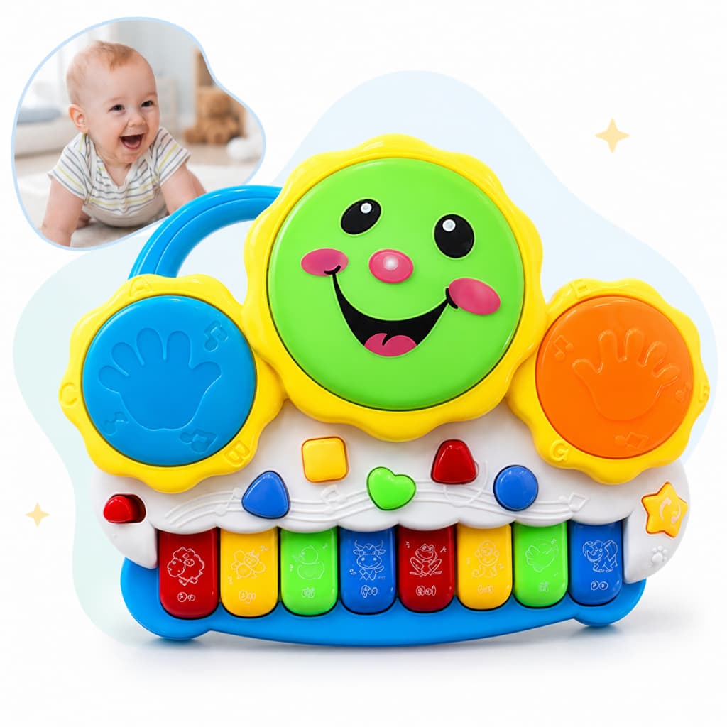 Piano Tambor Pianinho Musical Brinquedo Educativo Infantil Educativo Som Bichos Com Luzes Kizumba