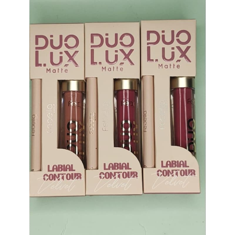 Kit com batom líquido e lápis contorno matte. Duo Lux Matte velvet