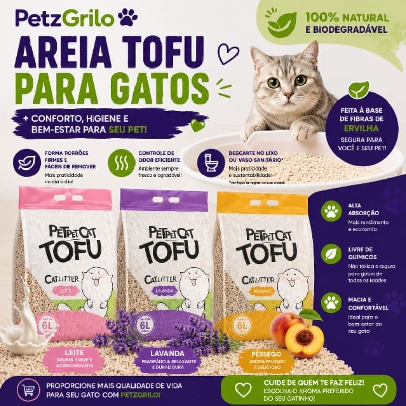 Premium Areia sanitária, Granulado de Tofu para Gatos 2,5kg Lavanda, Leite, Pêssego, Erva Doce premium