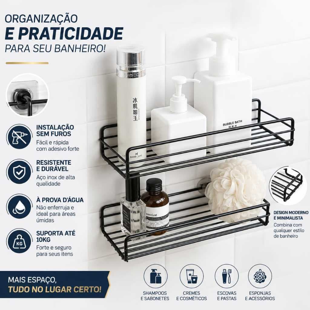 Prateleira organizadora para banheiro porta shampoo（entrega 24 horas）