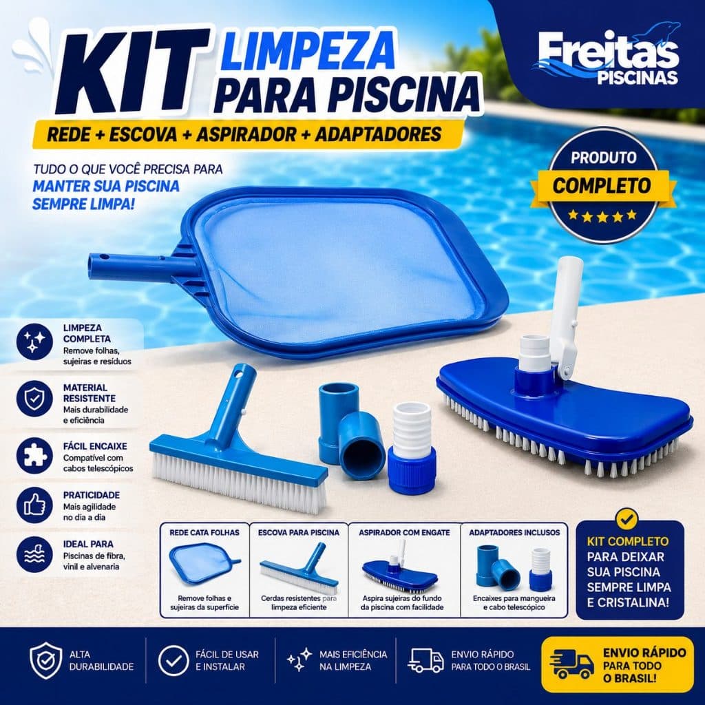 Kit Limpeza para Piscina de Alvenaria Premium Home | Acessórios Completos para Manutenção e Limpeza 🏊‍♂️✨💧