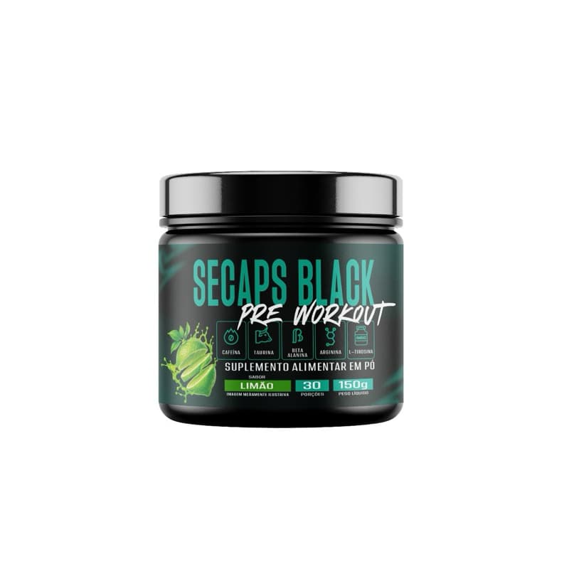 Pré treino Secaps Black 150g Sabor Limão Suplemento Alimentar em Pó