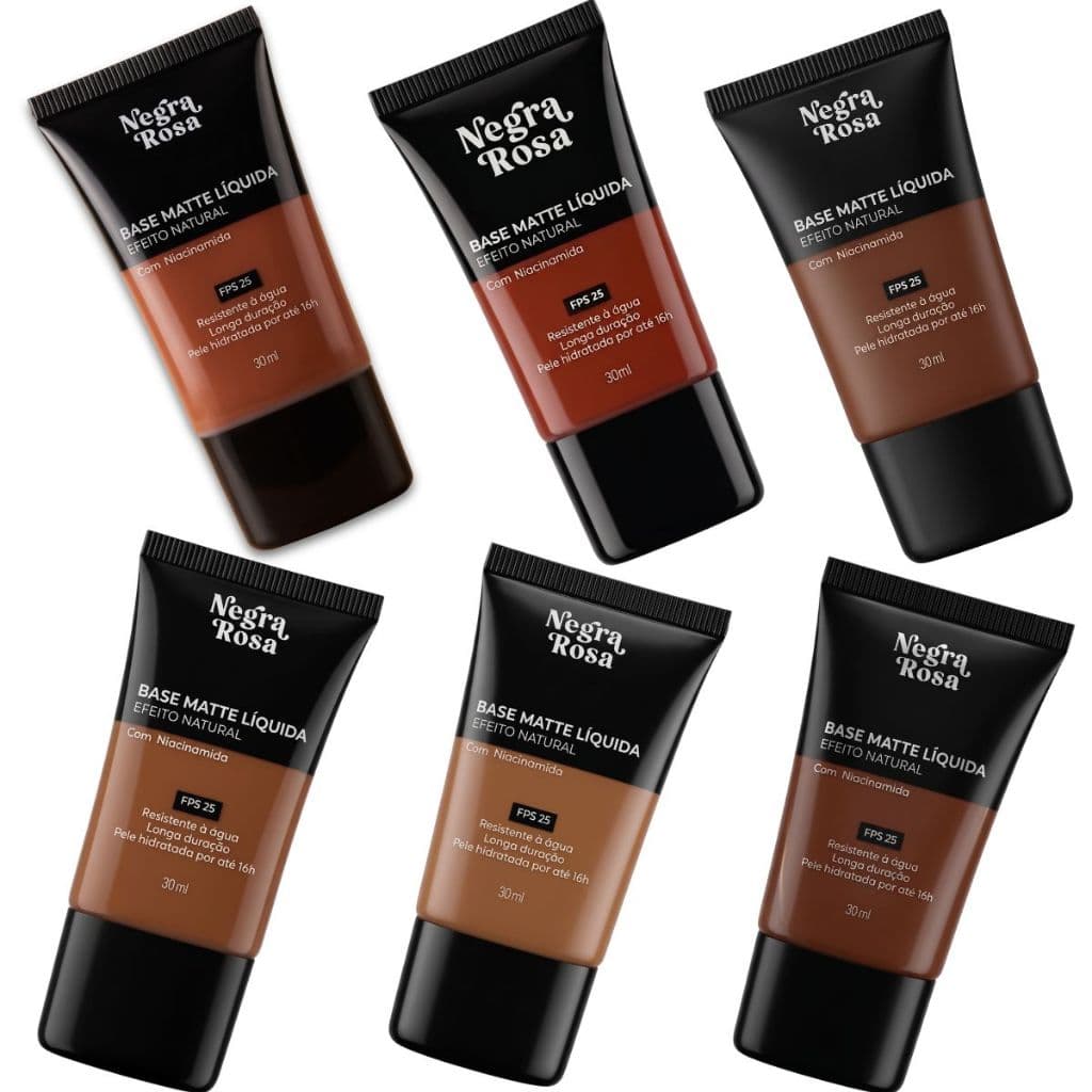 Base Liquida Pele Negra Rosa Fps 25 Maquiagem 30ml
