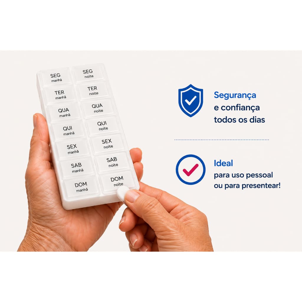 Porta Organizador De Comprimido vitaminas e suplementos 14 Dias Caixinha De Remédios dia E Noite