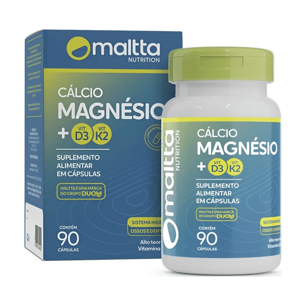 Cálcio Magnésio Maltta com Vitamina D3 e Vitamina K2 com 90 Cápsulas